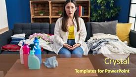  Presentation with laundry - Presentation theme consisting of young-latin-woman-doing-laundry background and a tawny brown colored foreground