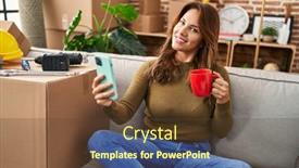  Presentation with coffee - Presentation theme having young-latin-woman-drinking-coffee background and a tawny brown colored foreground