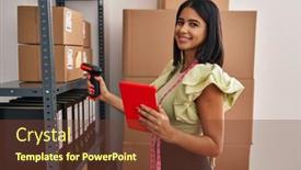  Presentation with ecommerce - Slide set featuring young-latin-woman-ecommerce-business background and a tawny brown colored foreground