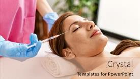  Presentation with anti aging - Slide set consisting of young-latin-woman-having-anti background and a coral colored foreground