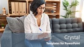  Presentation with psychology - Presentation design featuring young-latin-woman-having-psychology background and a ocean colored foreground