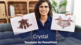  Presentation with psychology - Presentation design enhanced with young-latin-woman-having-psychology background and a navy blue colored foreground