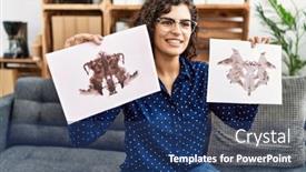  Presentation with psychology - Slide set consisting of young-latin-woman-having-psychology background and a ocean colored foreground