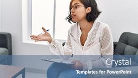  Presentation with psychology - Slide set with young-latin-woman-having-psychology background and a ocean colored foreground