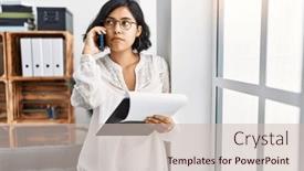  Presentation with psychology - Slide set featuring young-latin-woman-having-psychology background and a soft green colored foreground