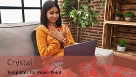  Presentation with sign language - Presentation with young-latin-woman-having-video background and a red colored foreground