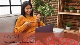  Presentation with sign language - Slides featuring young-latin-woman-having-video background and a red colored foreground