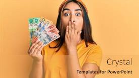  Presentation with australian - PPT theme featuring young-latin-woman-holding-australian background and a yellow colored foreground