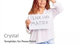  Presentation with black lives matter - Slides consisting of young-latin-woman-holding-black background and a white colored foreground