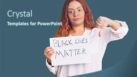  Presentation with black lives matter - Beautiful theme featuring young-latin-woman-holding-black backdrop and a ocean colored foreground
