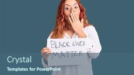  Presentation with black lives matter - Beautiful PPT theme featuring young-latin-woman-holding-black backdrop and a ocean colored foreground