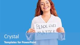  Presentation with black lives matter - Slide set featuring young-latin-woman-holding-black background and a teal colored foreground