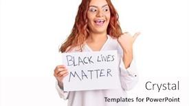  Presentation with black lives matter - Amazing slide deck having young-latin-woman-holding-black backdrop and a white colored foreground