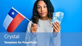  Presentation with chile - Presentation design consisting of young-latin-woman-holding-chile background and a teal colored foreground