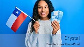  Presentation with chile - Slide set enhanced with young-latin-woman-holding-chile background and a light blue colored foreground