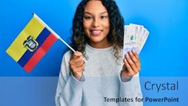  Presentation with colombia - Cool new presentation design with young-latin-woman-holding-colombia backdrop and a light blue colored foreground