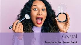  Presentation with blush - Presentation featuring young-latin-woman-holding-makeup background and a light blue colored foreground