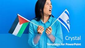  Presentation with palestine - Presentation consisting of young-latin-woman-holding-palestine background and a teal colored foreground