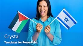  Presentation with palestine - Slides having young-latin-woman-holding-palestine background and a teal colored foreground