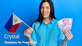  Presentation with philippines - Cool new PPT theme with young-latin-woman-holding-philippines backdrop and a teal colored foreground