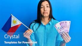  Presentation with woman crying - Beautiful slide set featuring young-latin-woman-holding-philippines backdrop and a teal colored foreground