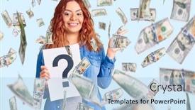 Presentation with question - Slides having young-latin-woman-holding-question background and a light blue colored foreground