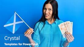  Presentation with scotland flag - Beautiful presentation design featuring young-latin-woman-holding-scotland backdrop and a teal colored foreground
