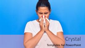  Presentation with illness - Audience pleasing slide deck consisting of young-latin-woman-illness-using backdrop and a coral colored foreground