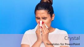  Presentation with illness - Colorful presentation theme enhanced with young-latin-woman-illness-using backdrop and a coral colored foreground