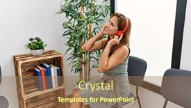  Presentation with latin music - Presentation theme consisting of young-latin-woman-listening background and a  colored foreground