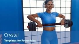  Presentation with latin music - PPT layouts enhanced with young-latin-woman-listening background and a ocean colored foreground