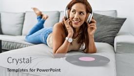  Presentation with latin music - Slides consisting of young-latin-woman-listening background and a light gray colored foreground