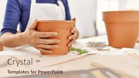  Presentation with clay - Slides featuring young-latin-woman-making-clay background and a lemonade colored foreground