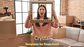  Presentation with anger - Theme featuring young-latin-woman-moving background and a coral colored foreground