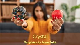  Presentation with eating disorder - Presentation design with young-latin-woman-patient-unhappy background and a tawny brown colored foreground