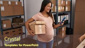  Presentation with pregnant woman - Theme with young-latin-woman-pregnant-business background and a tawny brown colored foreground