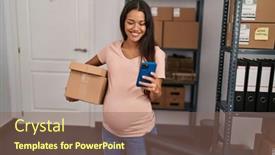  Presentation with pregnant woman - Slides featuring young-latin-woman-pregnant-business background and a violet colored foreground