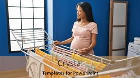  Presentation with pregnant woman - Slide set enhanced with young-latin-woman-pregnant-hanging background and a  colored foreground