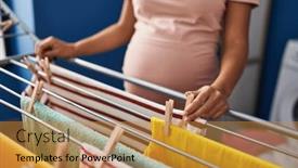  Presentation with laundry room - Presentation featuring young-latin-woman-pregnant-hanging background and a gold colored foreground
