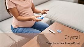  Presentation with pregnant woman - Slides with young-latin-woman-pregnant-measuring background and a coral colored foreground