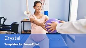  Presentation with pregnant woman - PPT theme having young-latin-woman-pregnant-patient background and a teal colored foreground