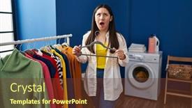  Presentation with clean - PPT theme with young-latin-woman-putting-clean background and a tawny brown colored foreground