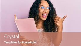  Presentation with book glasses - Slides having young-latin-woman-reading background and a coral colored foreground