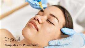  Presentation with treatment - Presentation theme featuring young-latin-woman-relaxed-having background and a coral colored foreground