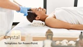  Presentation with anti aging - Presentation theme featuring young-latin-woman-relaxed-having background and a lemonade colored foreground