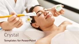  Presentation with aloe vera - PPT theme consisting of young-latin-woman-relaxed-having background and a lemonade colored foreground