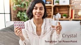  Presentation with confident - Presentation with young-latin-woman-smilin-confident background and a soft green colored foreground