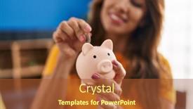  Presentation with piggy bank - PPT layouts featuring young-latin-woman-smiling-confident background and a red colored foreground
