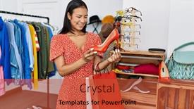  Presentation with confident - Presentation design enhanced with young-latin-woman-smiling-confident background and a red colored foreground