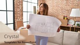  Presentation with confident - Slide deck featuring young-latin-woman-smiling-confident background and a coral colored foreground